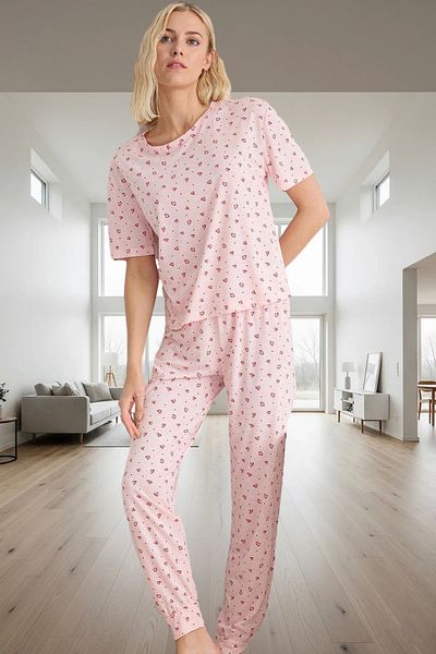 PayBuy Women's Heart Pattern Knitted Pajamas Set Comfortable Fit Soft Woven Trend Design for Daily Wear