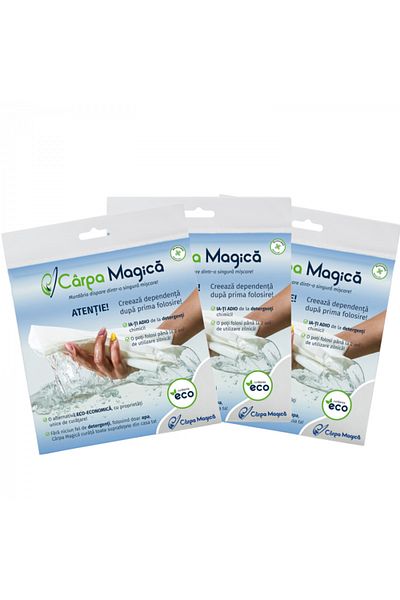 INNOVIO Pachet 3 x Carpa Magica, Laveta microfibra 40x40 cm, Curatare fara detergent, Culoare Alb