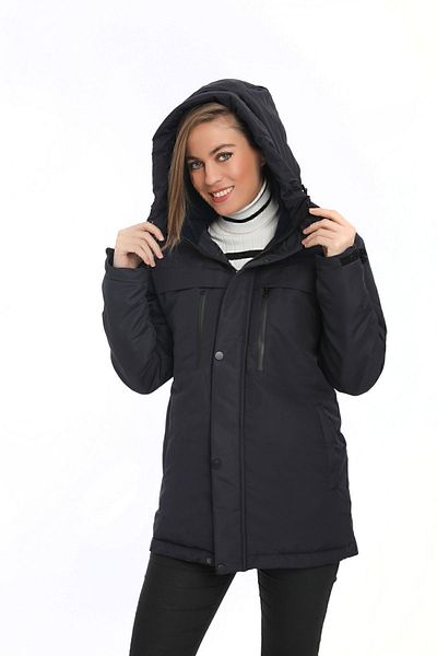 Firststops Γυναικείο αθλητικό παλτό Navy Blue Fleece με κουκούλα αδιάβροχο και αντιανεμικό