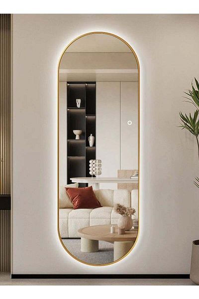 Taimi 120x60cm Oval Gold Frame Makeup Mirror with 3-Level Backlight - Bathroom Mirror - Wall Mirror