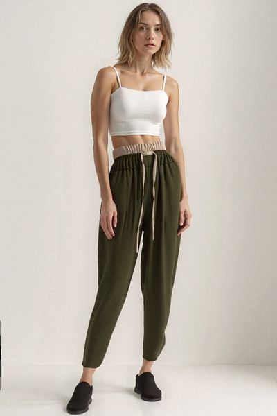 Vitrin Waist Part Double Color Trousers