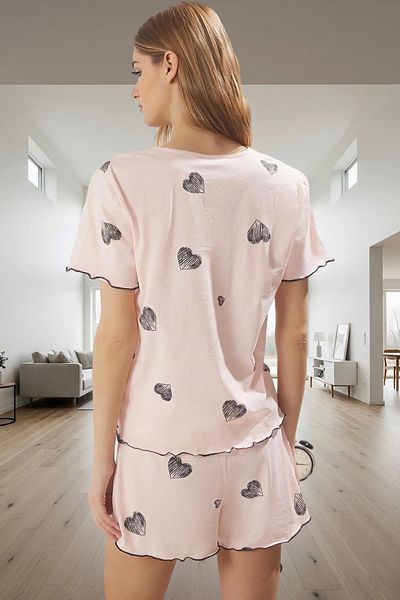 PayBuy Women's Short Sleeve Cotton Pajamas Set Heart Pattern Comfortable Home Wear Professional Appearance