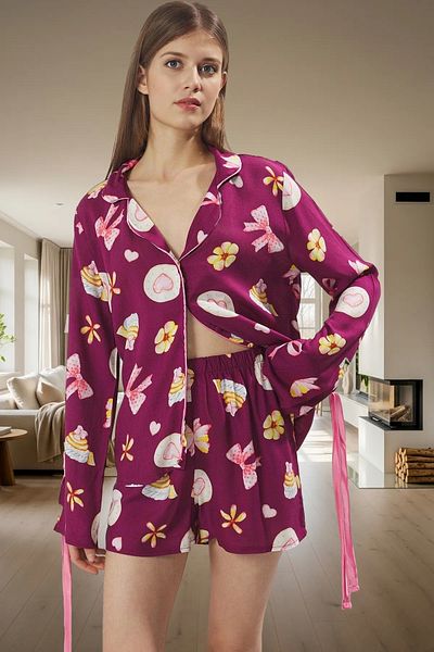 PayBuy Women's Viscose Pajama Set with Shorts Tie-Up Comfortable Distinguished Material Quality Craftsmanship