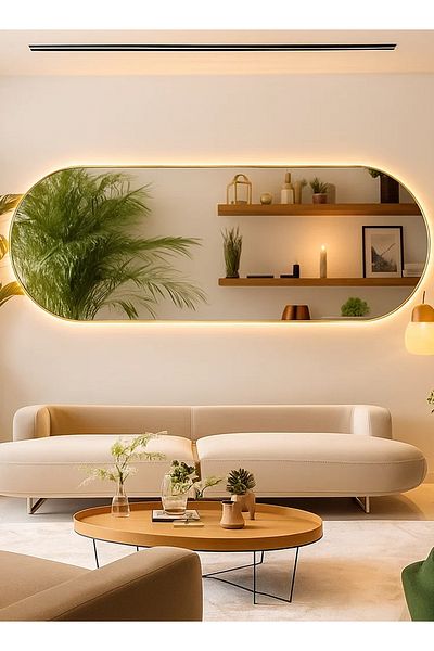 Taimi 120x60cm Oval Gold Frame Makeup Mirror with 3-Level Backlight - Bathroom Mirror - Wall Mirror