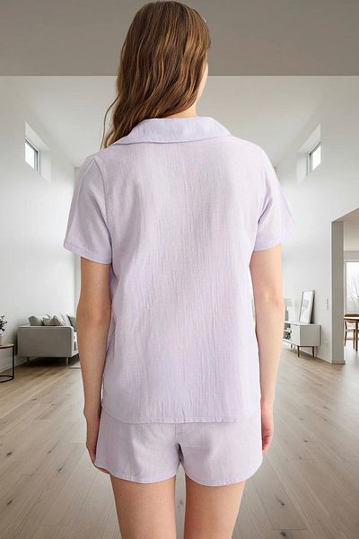 PayBuy Women's Cotton Cherry Embroidered Muslin Pajama Set Comfortable Summer Use