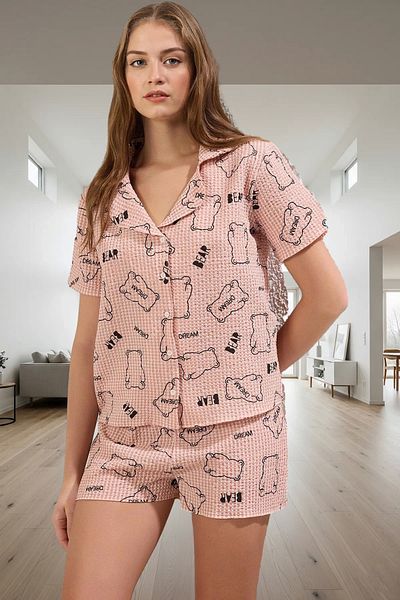 PayBuy Women's Teddy Bear Seersucker Pajama Set Regular Fit Summer Long Lasting Comfortable Use