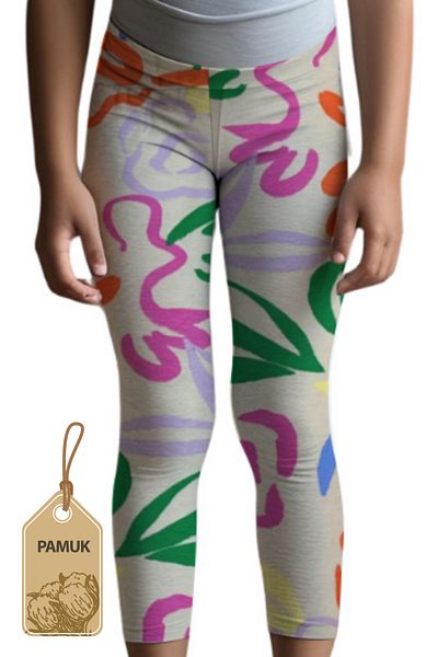 MK Mukko Kids Cotton Kids Leggings - Leaf Pattern Comfortable Lycra Seasonal Summer Anti-Sweat Long Leggings