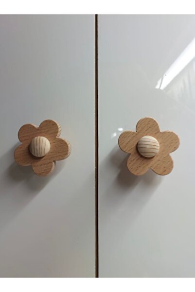 afralya home 2 Adet Çocuk Odası Ahşap Papatya Çekmece/dolap Kulpu, Figürlü Çi...