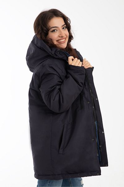 Montland Palton, haină și parka de iarnă bleumarin cu fleece în interior