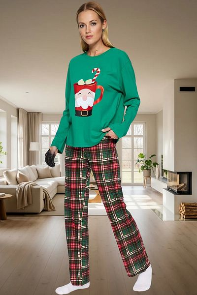 PayBuy Women's Winter 100% Cotton Pajama Set Comfortable New Year's Print Comfortable Cut and Stylish