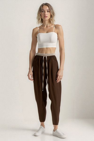 Vitrin Waist Part Double Color Trousers
