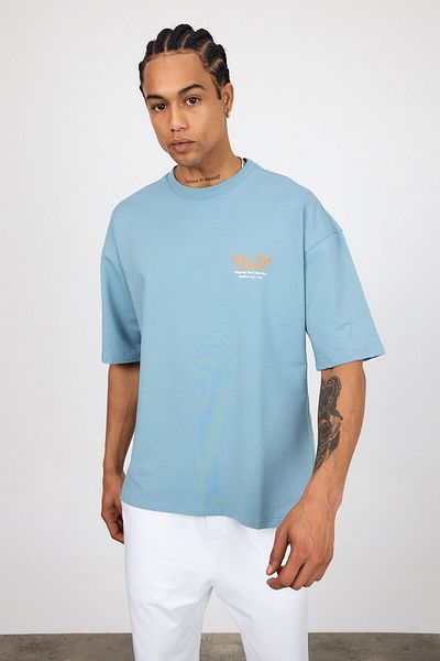 Weyeze Back Print and Embroidery Detailed T-Shirt Ag-Y36087Lns