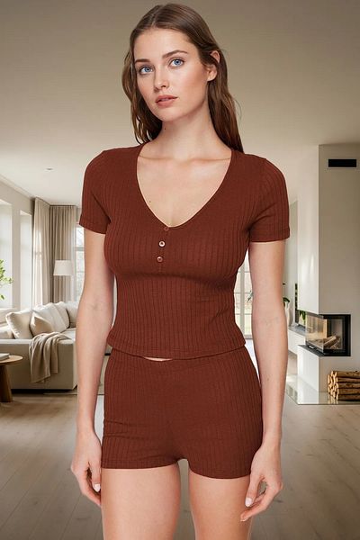 PayBuy Women's Summer Short Sleeve Regular Fit Cotton Polyester Pajamas Set Quality Craftsmanship Long Lasting