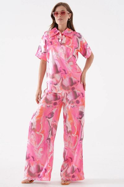 signora rosso Satin Patterned Suit