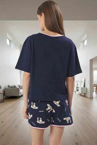 PayBuy Women's 100% Cotton Short Sleeve Crew Neck Pajama Set Comfortable Use Long Lasting Modern Style