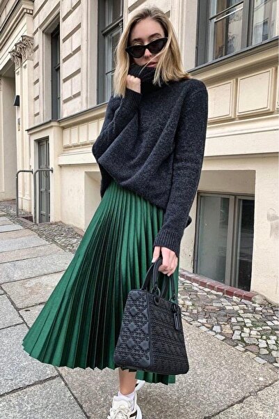 Baby xclub Női zöld redős szoknya kombináció – alkalmi és stílusos stílus | Őszi/téli divat