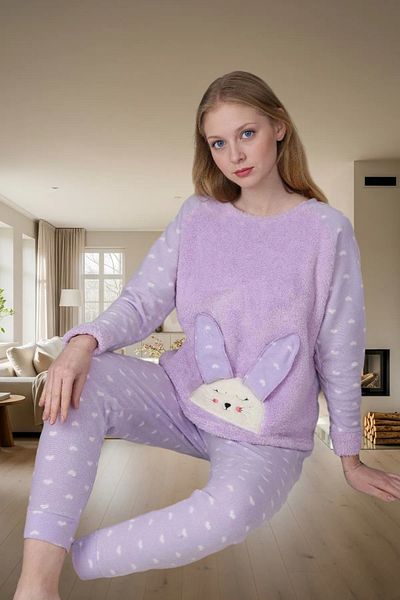 PayBuy Women's Winter Heart Fleece Pajama Set Comfortable Sleep Set 3-Piece Professional Appearance Special Design