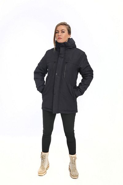 Firststops Γυναικείο αθλητικό παλτό Navy Blue Fleece με κουκούλα αδιάβροχο και αντιανεμικό