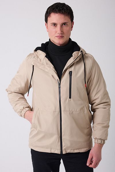 Firststops Men's Winter Coat - Stoned Sheepskin, Waterproof and Windproof, Hooded