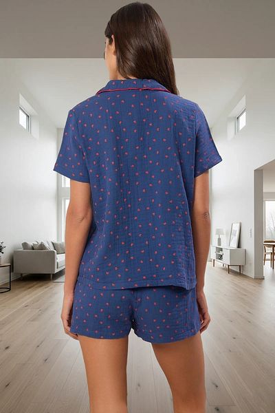 PayBuy Women's Short Sleeve Cotton Pajamas Set Heart Pattern Comfortable Home Wear Perfect Fit