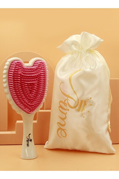 Prime Wet Tangle Detangler Hairbrush comb for women-Gloss White Pink Bristles