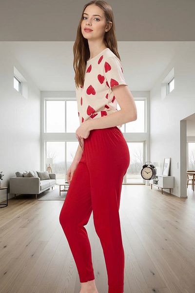 PayBuy Women's Cotton Heart Patterned Comfortable Pajama Set Use Modern Style Premium Quality Distinguished Material