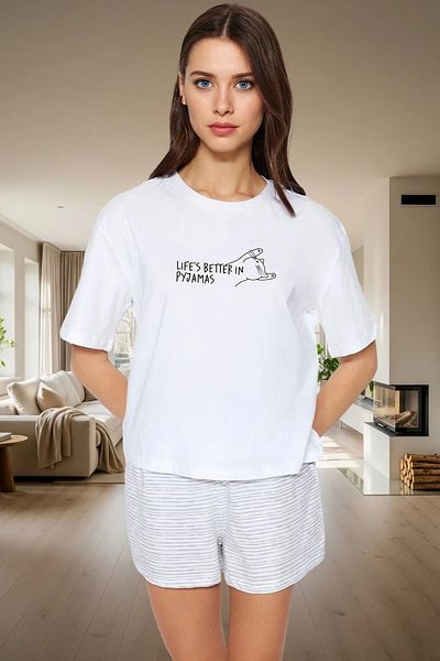 PayBuy Women's Summer Cotton Striped Pajama Set Comfortable Fit Color and Stylish Durable Material