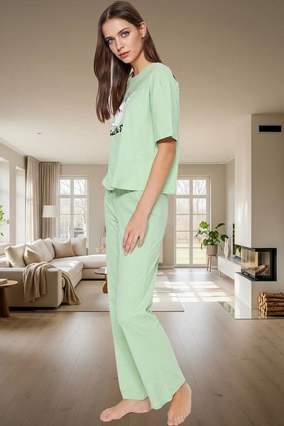 PayBuy Women's Cotton Comfortable Printed Pajama Set Short Sleeve T-Shirt Pants Use and Stylish