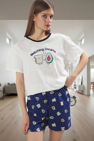 PayBuy Women's Summer Cotton Pajama Set Regular Fit Avocado Patterned Distinguished Material Perfect Fit