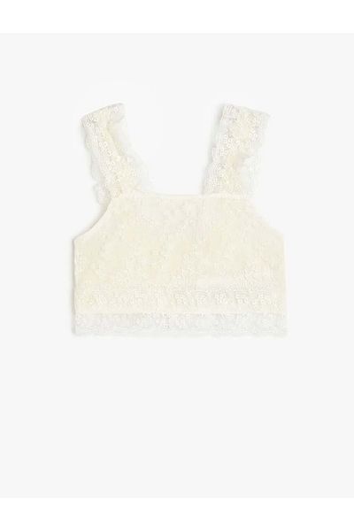 Koton Lace Detailed Square Neck Strappy Crop Blouse