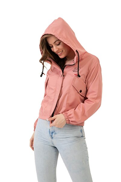 Firststops Sports Women's Powder Waterproof and Wind Resistant Hooded Snap Fastener Seasonal Raincoat