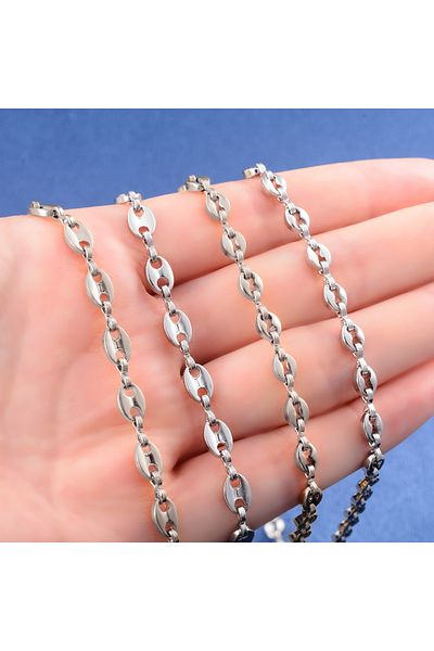 Satürn Silver Kuyumculuk Steel Sailor Chain Men's Necklace and Bracelet Set Tarnish-Free Steel Necklace Steel Chain Necklace