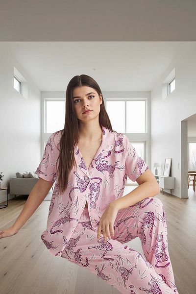PayBuy Women's Animal Pattern Viscose Pajamas Set Comfortable Home Wear Set Modern Style Trend Design
