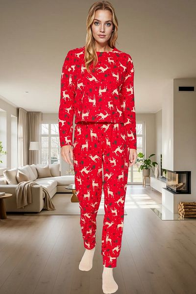 PayBuy Women's Winter New Year's Printed Cotton Pajama Set Comfortable Use for Daily
