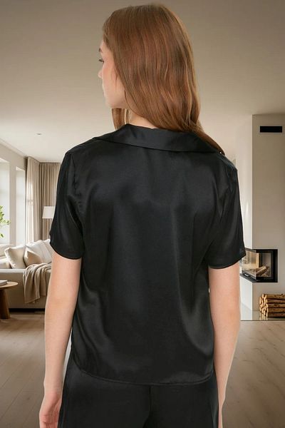 PayBuy Women's Satin Pajama Set Short Sleeve Regular Fit Summer Comfortable Cut Trend Design