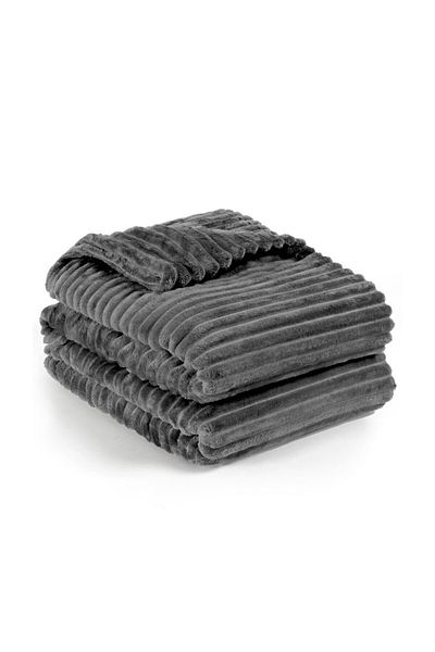 Hotel Linen Klub Microfleece Blanket Double(200x220 cm) – Ultra-Soft, Lightweight 300GSM, Warm - Stripe Pattern-Grey