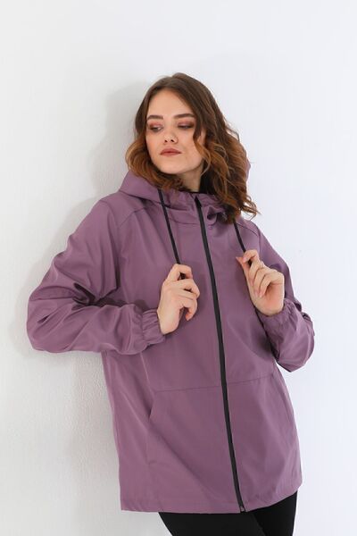 Montland Γυναικείο αδιάβροχο αντιανεμικό με κουκούλα σε χρώμα δαμάσκηνο