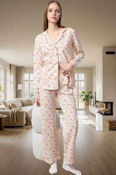 PayBuy Women's Floral 100% Cotton Regular Pajamas Set for Winter Seasons Quality Craftsmanship Special Design