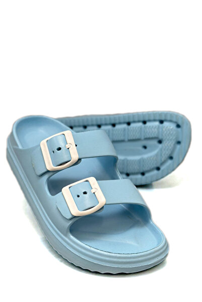 Moda Anna Papuci de plajă Eva ușoare cu cataramă dublă Papuci de piscină Papuci de lavoar Baby Blue