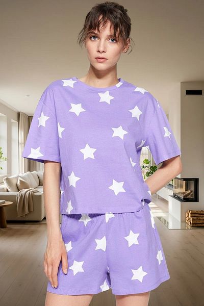 PayBuy Women's Star Pattern Cotton Pajamas Set Comfortable Summer with Shorts Quality Craftsmanship Durable Material