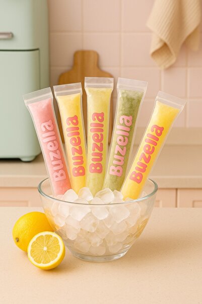 Palifix 50 Adet Tek Kullanımlık Buzella   Torbası Kilitli Dondurucu Meyve Suyu Poşeti 5.5x22+