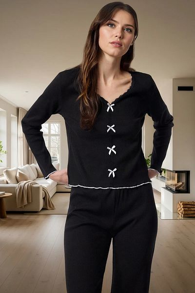 PayBuy Women's Cotton Pajama Set Lace Detail V-Neck Regular Fit Premium Quality Trend Design
