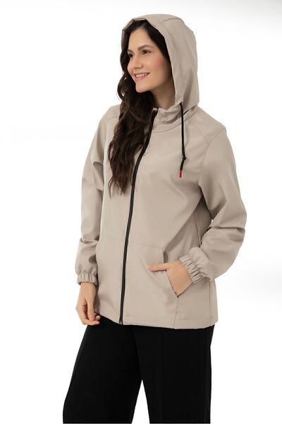 Montland Sports Women's Stone Lined Waterproof and Wind Resistant Seasonal Raincoat with Hooded Inner Pocket