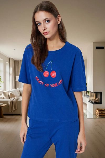 PayBuy Women's Cotton Comfortable Printed Pajama Set Short Sleeve T-Shirt Pants Use and Stylish