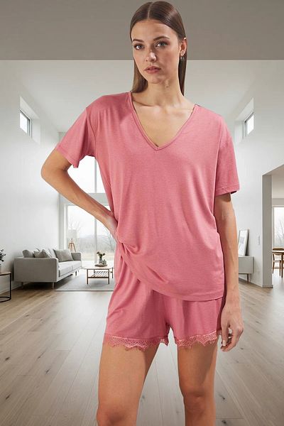 PayBuy Women's Viscose Knitted Pajamas Set V-Neck Short Sleeve Comfortable Home Wear Premium Quality