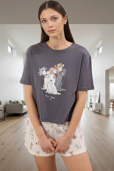 PayBuy Women's Dog Printed Cotton Pajamas Set Comfortable Summer Home Wear Set Stylish Appearance Professional