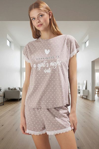 PayBuy Women's Summer Polka Dot Cotton Pajama Set Lace Detail Comfortable Stylish Appearance Distinguished Material