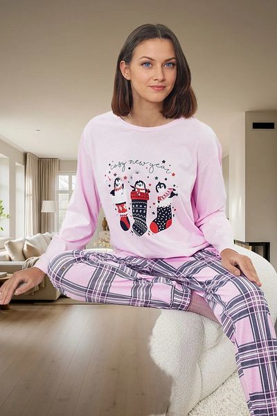 PayBuy Women's Winter Pajamas Set 100% Cotton Regular Fit Comfortable Sleep Trend Design Comfortable Cut