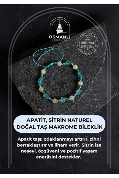 OSMANLI DOĞAL TAŞ سوار مكرامية من الأحجار الكريمة الطبيعية من الأباتيت والسير...