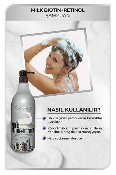 Morfose 1000 ml Shampoo + Milk Therapy Shampoo with Biotin + Retinol